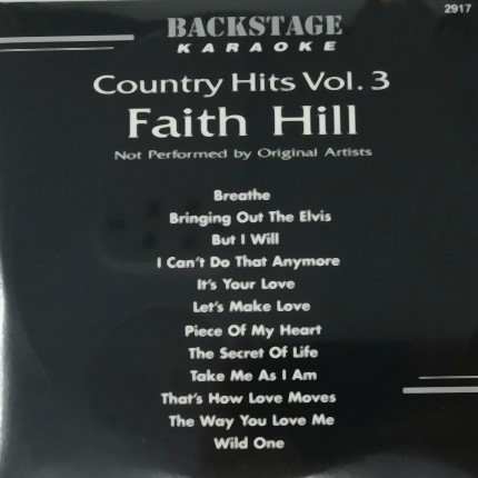 BACKSTAGE KARAOKE COUNTRY HITS VOL 3 FAITH HILL - Front