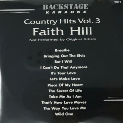 BACKSTAGE KARAOKE COUNTRY HITS VOL 3 FAITH HILL - Front