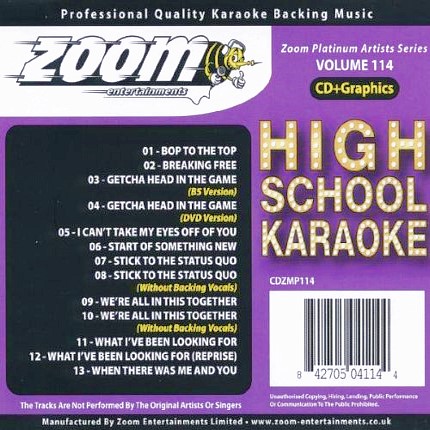 Zoom Karaoke CD+G - Platinum Artists 114 - High School Musical