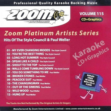 Zoom Karaoke Platinum Artists Vol. 115 CD+G -Rueckseite