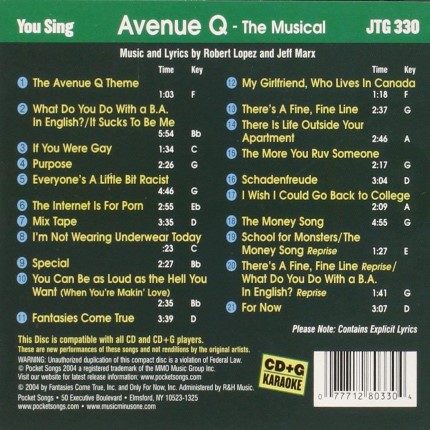 Avenue Q the Musical - Karaoke Playbacks - JTG 330