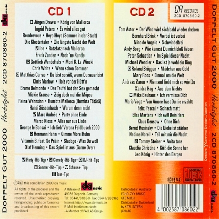 DoppeIt Gut 2OOO Deutsche SchIager CD-Set - Rückseite